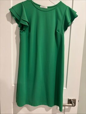 Ces Femme Womens Ruffle Sleeve Short Dress Large